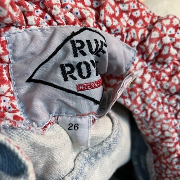 Vintage Rue Royal Shorts Womens 26 Acid Wash Patchwork Paperbag 90s High Rise - Picture 8 of 12